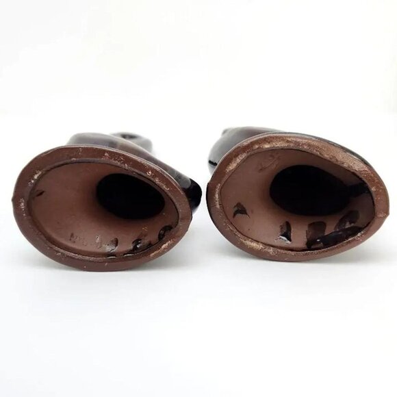 Terracotta / Redware Set of 2 Swans, Glazed, Brown, Figurines, 8" - Picture 5 of 7